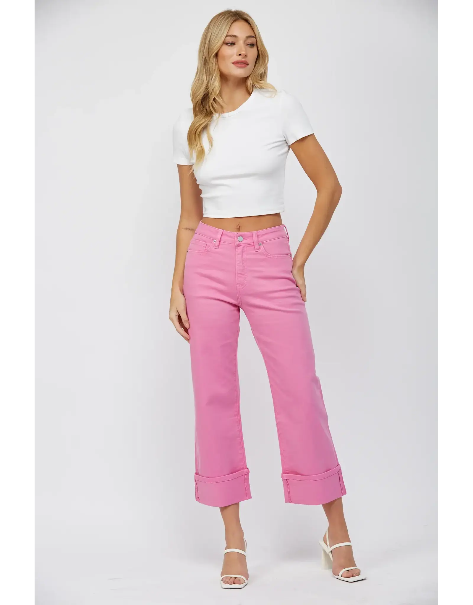 Marla Pink High Rise Wide Leg Jeans