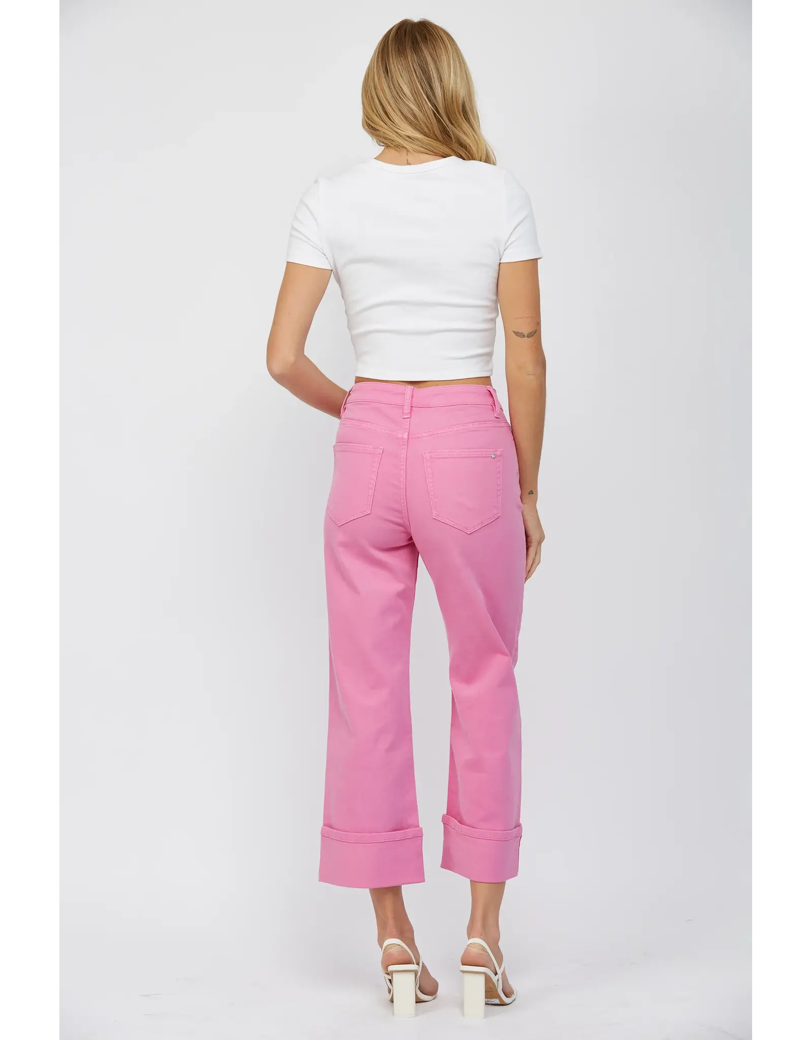 Marla Pink High Rise Wide Leg Jeans