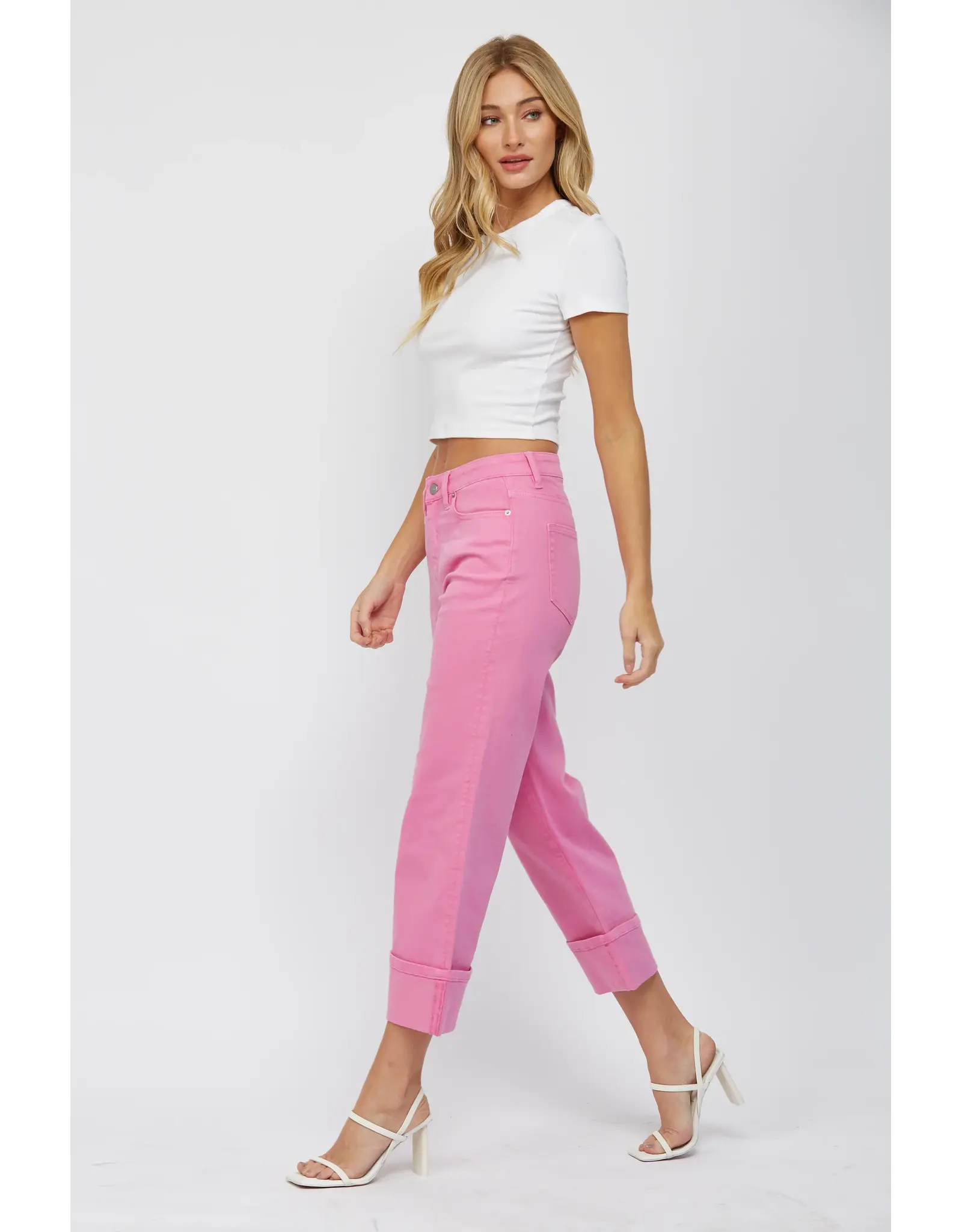 Marla Pink High Rise Wide Leg Jeans