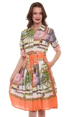 Mrs Maisel Orange Coach Print Dress