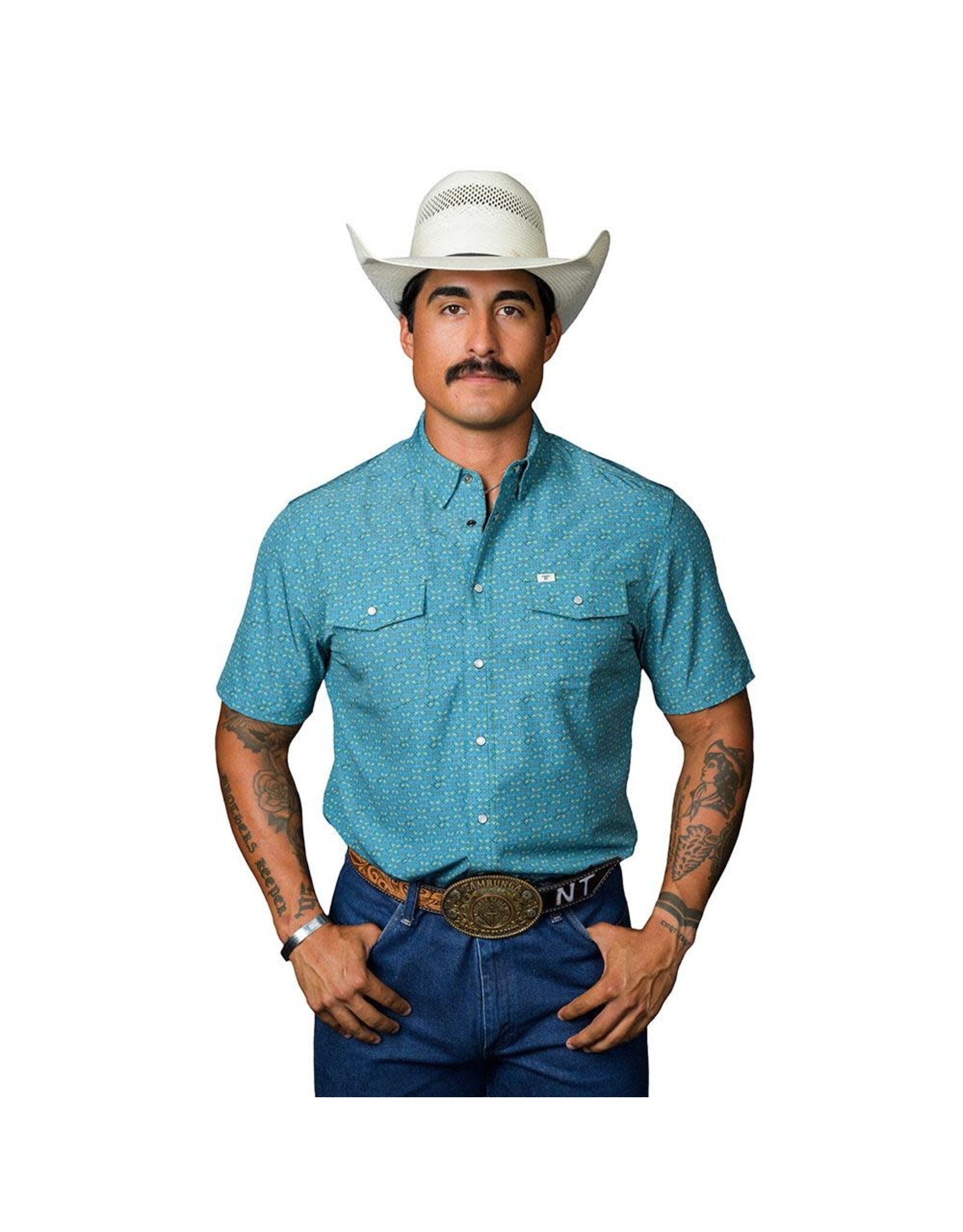 Ferrell Miles Short Sleeve Snap Turquoise