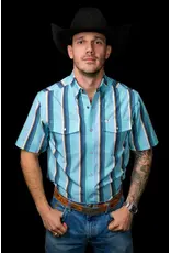 Ferrell Tristan Short Sleeve Snap Blue Shirt