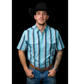 Ferrell Tristan Short Sleeve Snap Blue Shirt