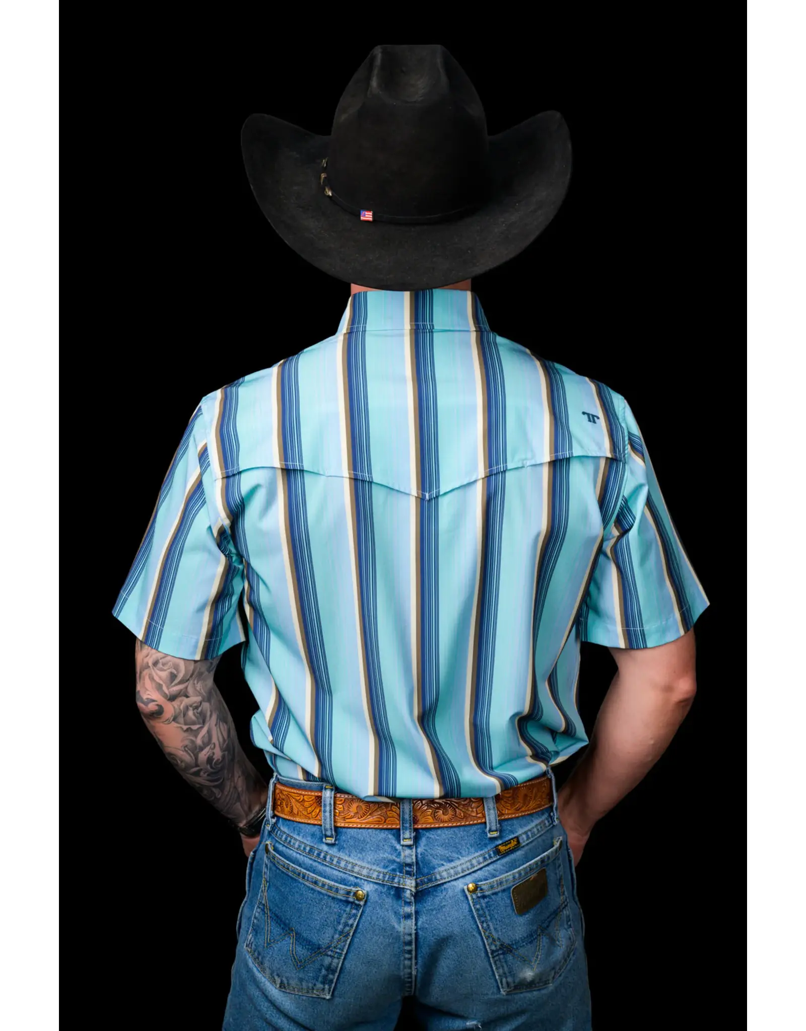 Ferrell Tristan Short Sleeve Snap Blue Shirt