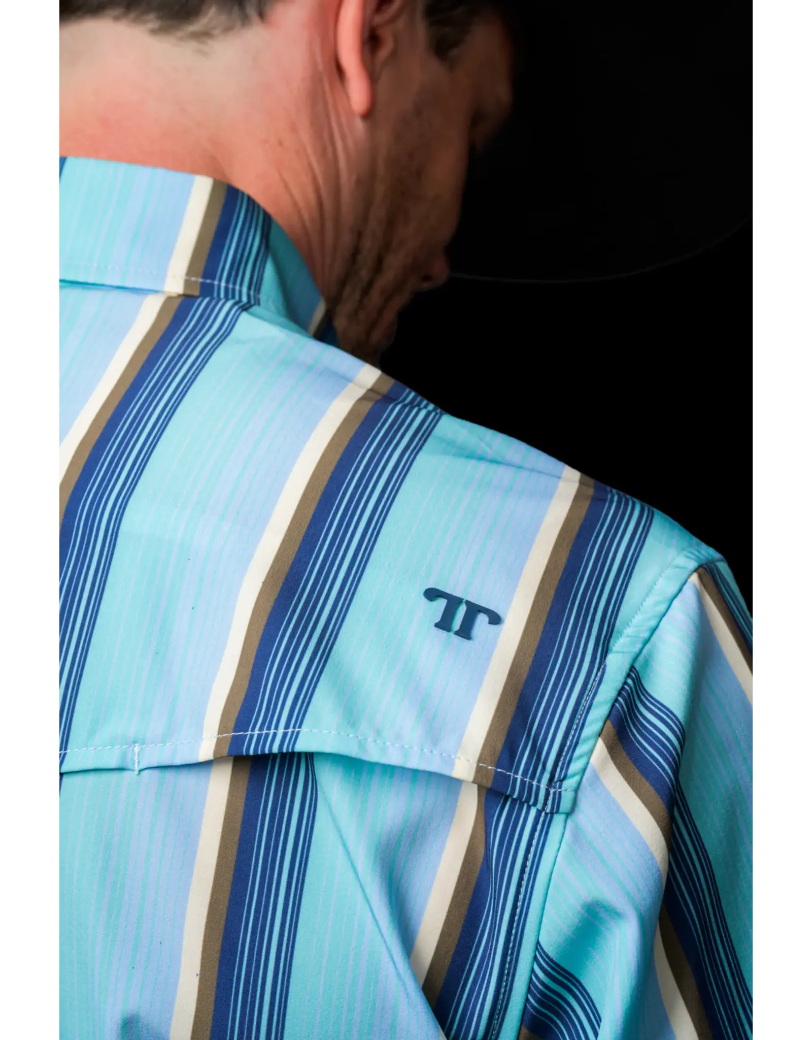 Ferrell Tristan Short Sleeve Snap Blue Shirt