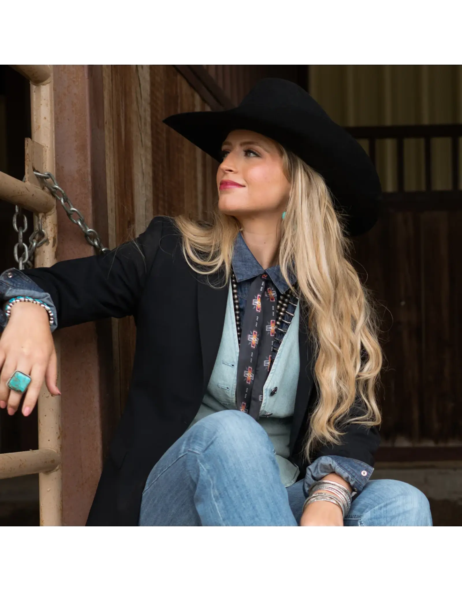 Fringe Scarves Fringe Twilly - Cross Me - Black