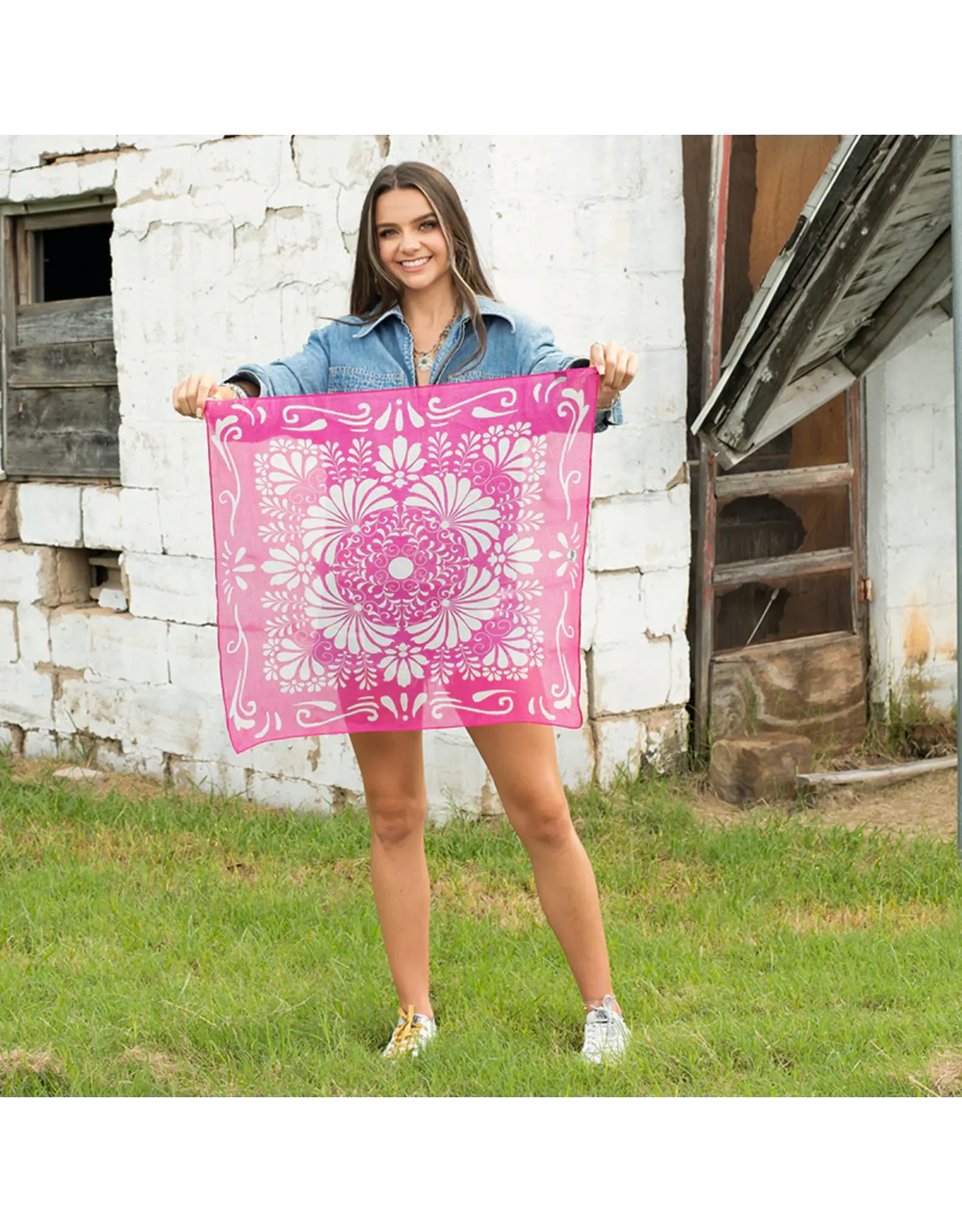 Fringe Scarves Fringe Bonita Bandana - Pink