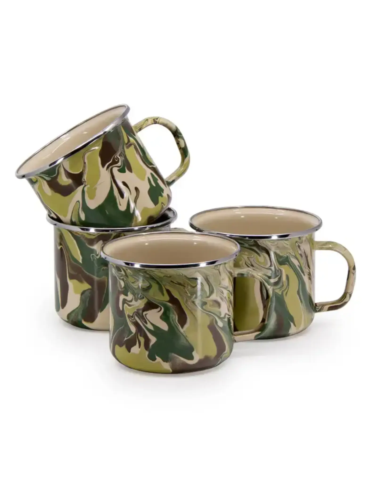 Enamelware Set of 4 Grande Mugs Camouflage