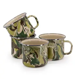 Enamelware Set of 4 Grande Mugs Camouflage