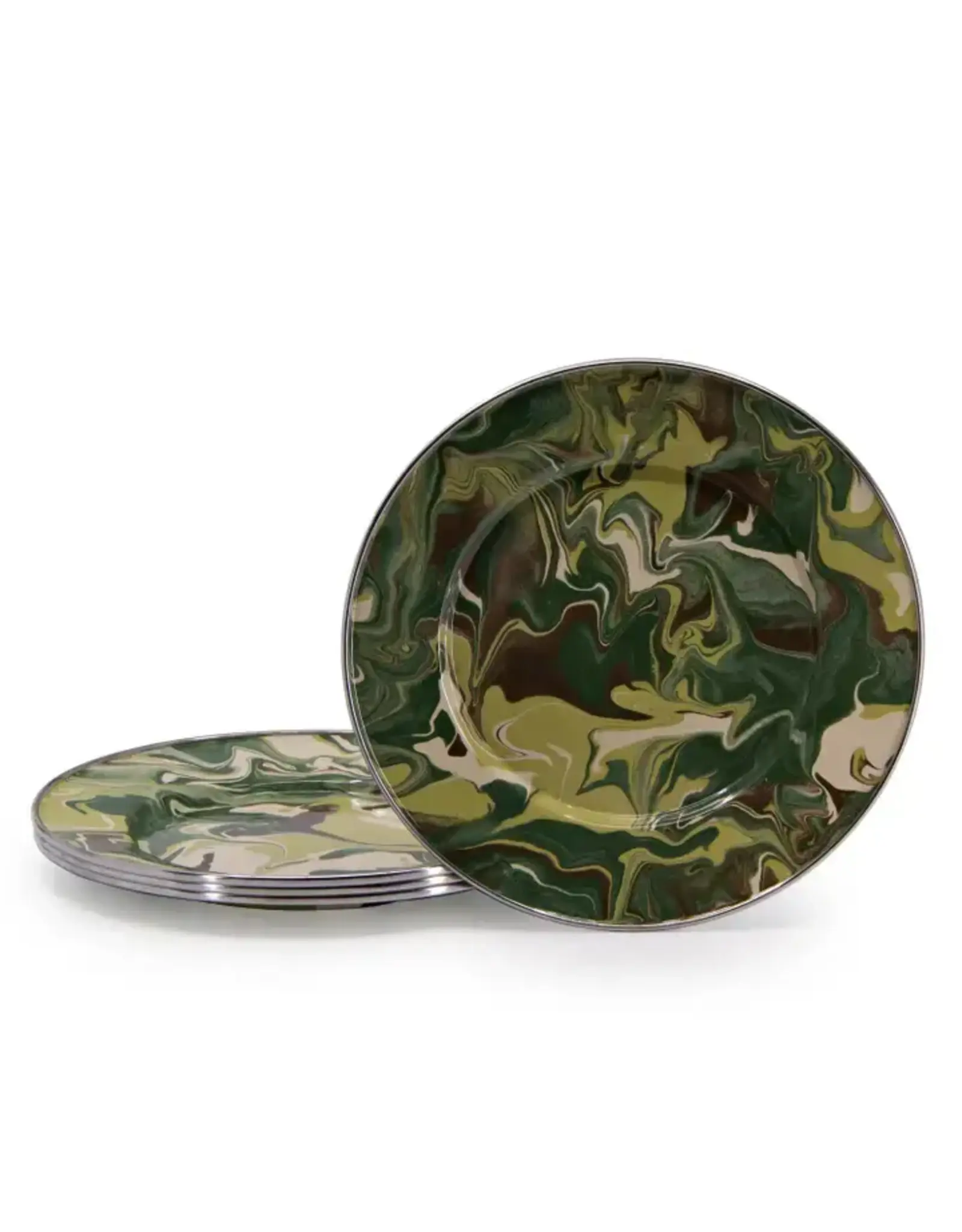 Enamelware Set of 4 Sandwich Plates Camouflage