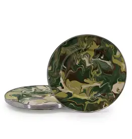 Enamelware Set of 4 Sandwich Plates Camouflage