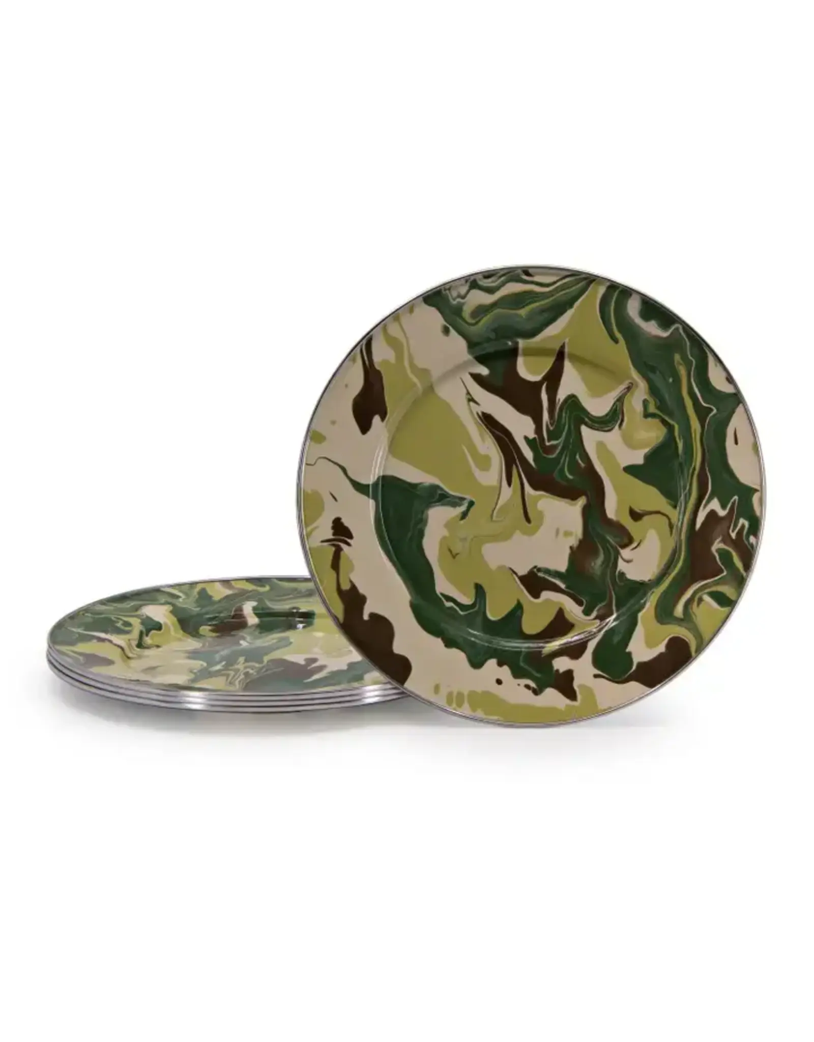 Enamelware Set of 4 Dinner Plates Camouflage