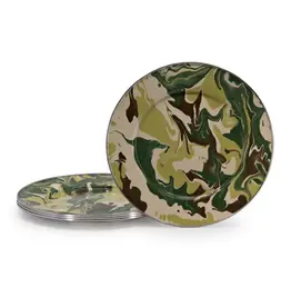 Enamelware Set of 4 Dinner Plates Camouflage