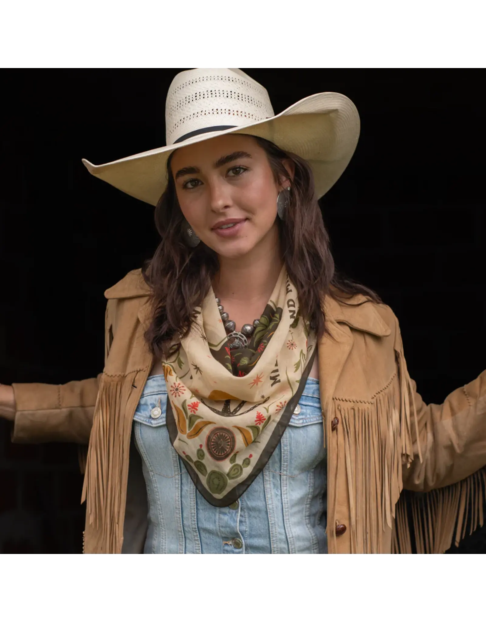 Fringe Scarves Fringe Miles and Miles Bandana Tan