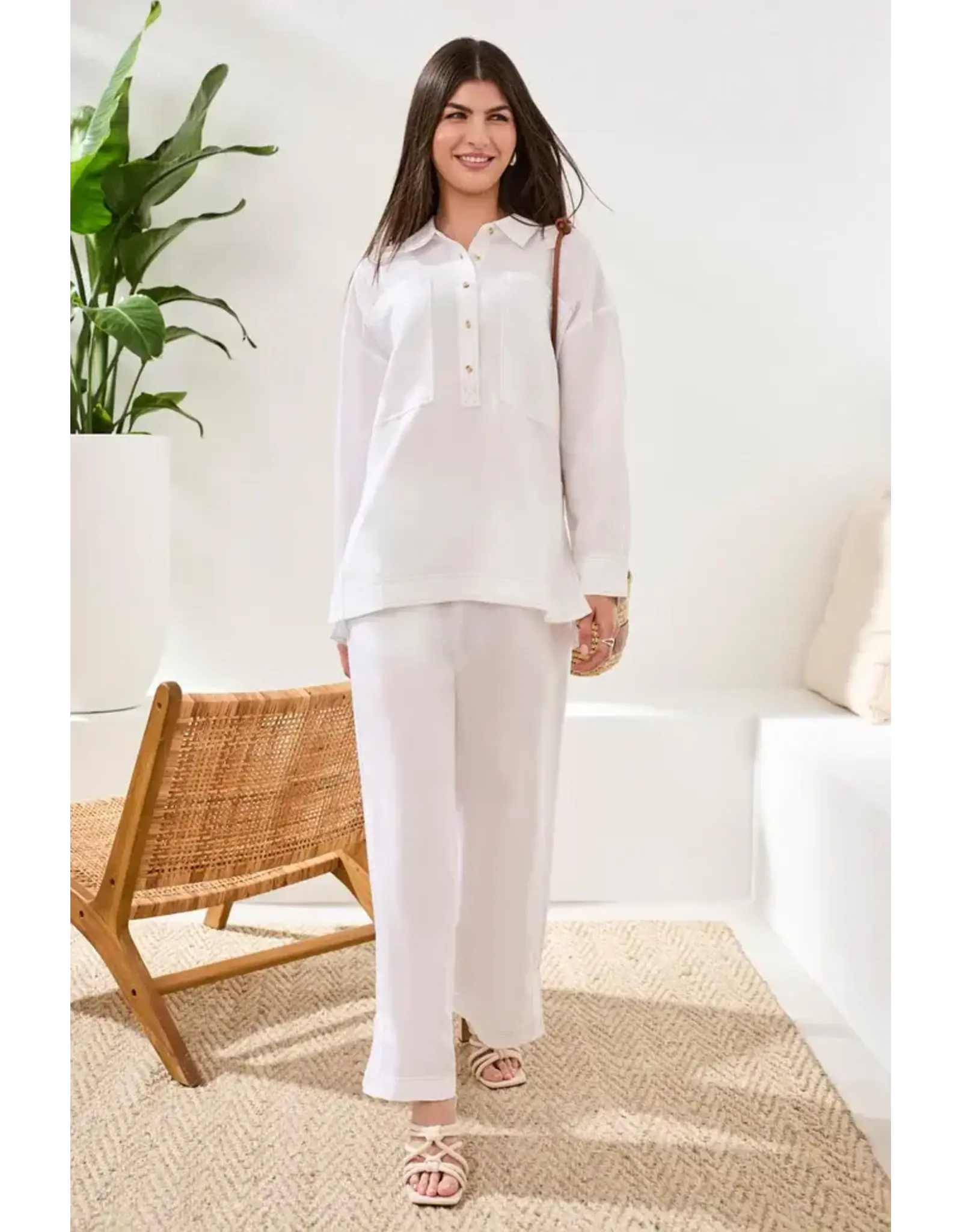 Tribal Tribal Flowy Slub Woven Pop Over Tunic