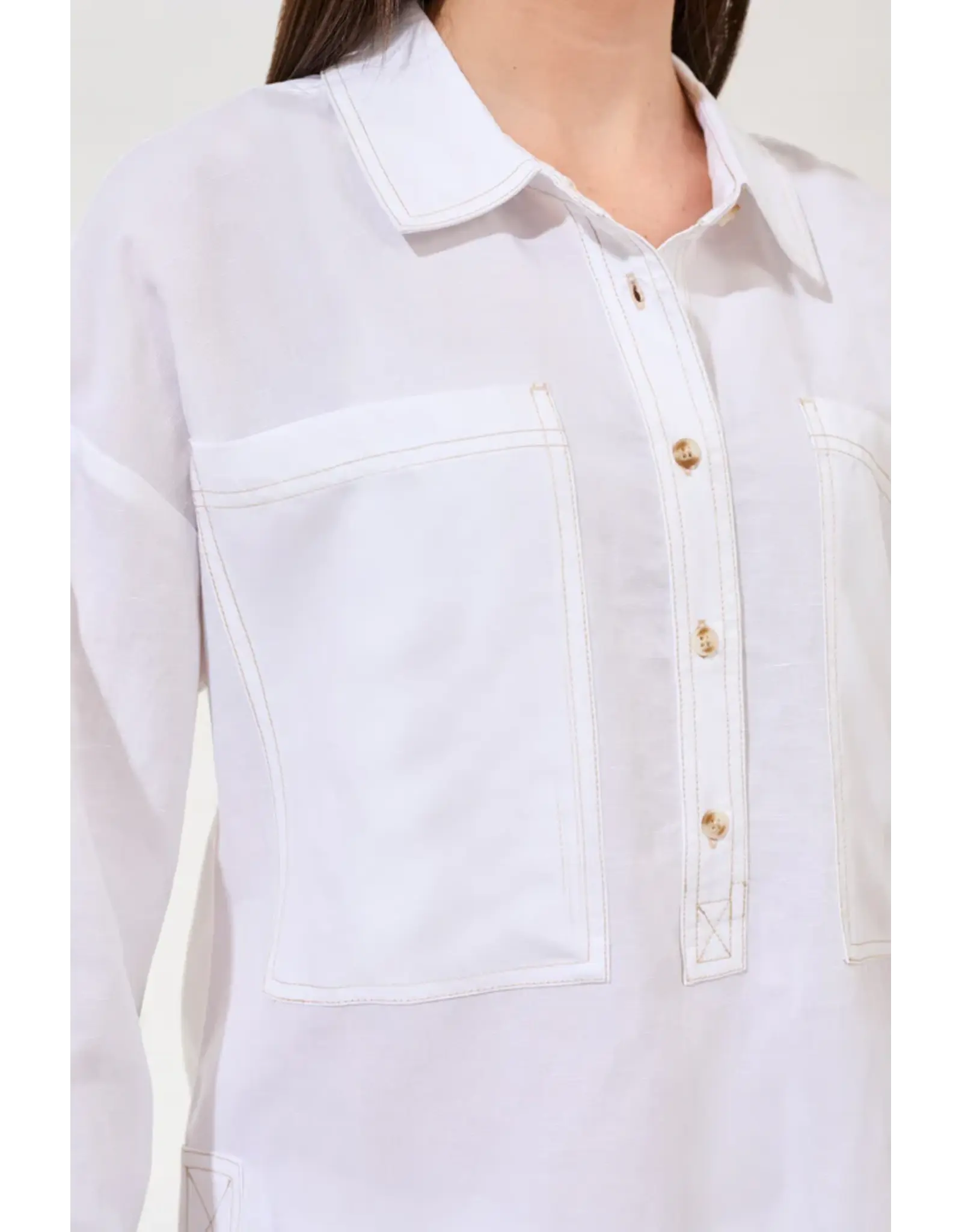 Tribal Tribal Flowy Slub Woven Pop Over Tunic