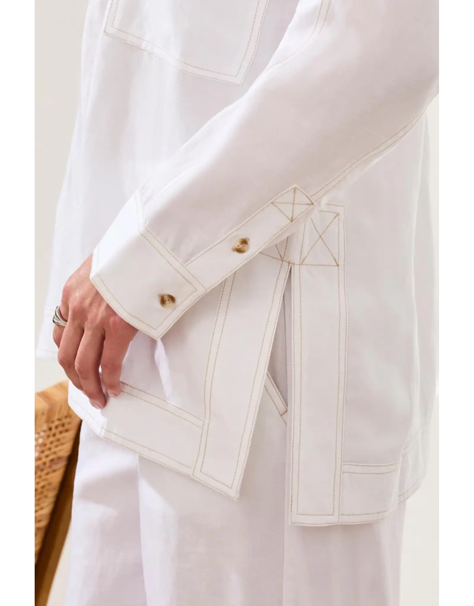 Tribal Tribal Flowy Slub Woven Pop Over Tunic