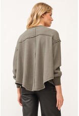 Dear John Denim Dear John Mira V-Neck Oversized Long Sleeve Top - Dark Olive