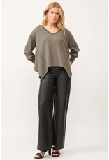 Dear John Denim Dear John Mira V-Neck Oversized Long Sleeve Top - Dark Olive