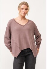 Dear John Denim Dear John Mira V-Neck Oversized Long Sleeve Top - Marron