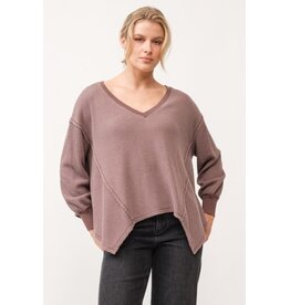 Dear John Denim Dear John Mira V-Neck Oversized Long Sleeve Top - Marron