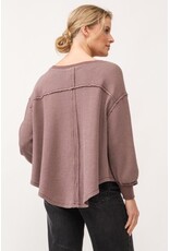 Dear John Denim Dear John Mira V-Neck Oversized Long Sleeve Top - Marron