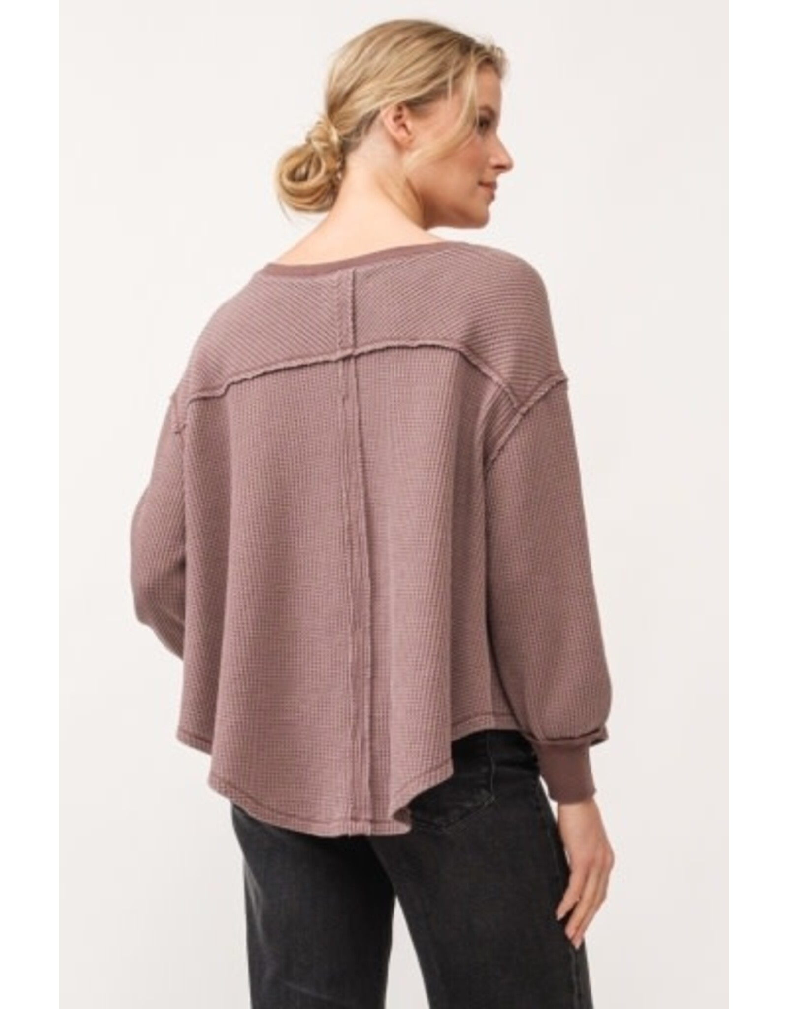 Dear John Denim Dear John Mira V-Neck Oversized Long Sleeve Top - Marron