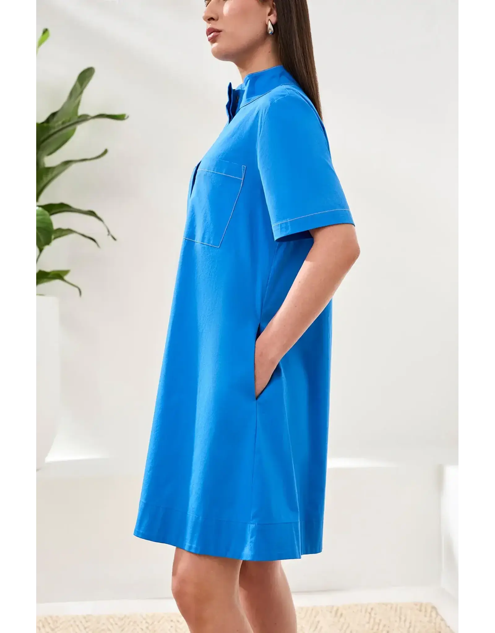 Tribal Tribal A-Line Stretch Poplin Snap Front Dress