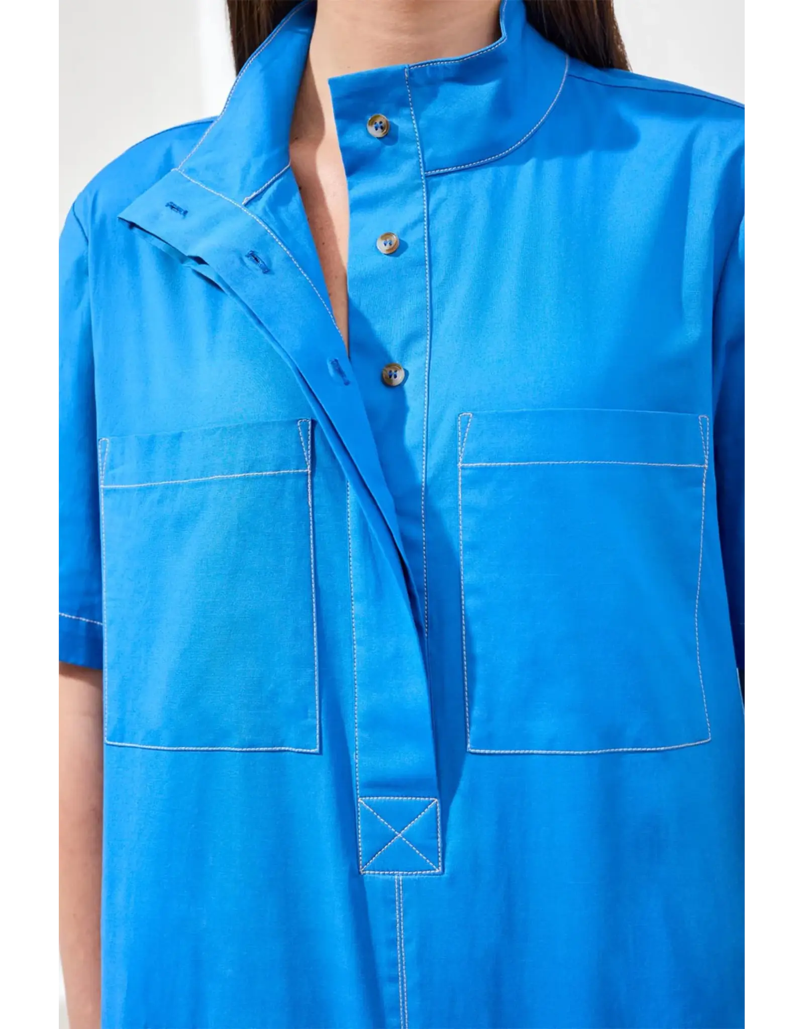 Tribal Tribal A-Line Stretch Poplin Snap Front Dress