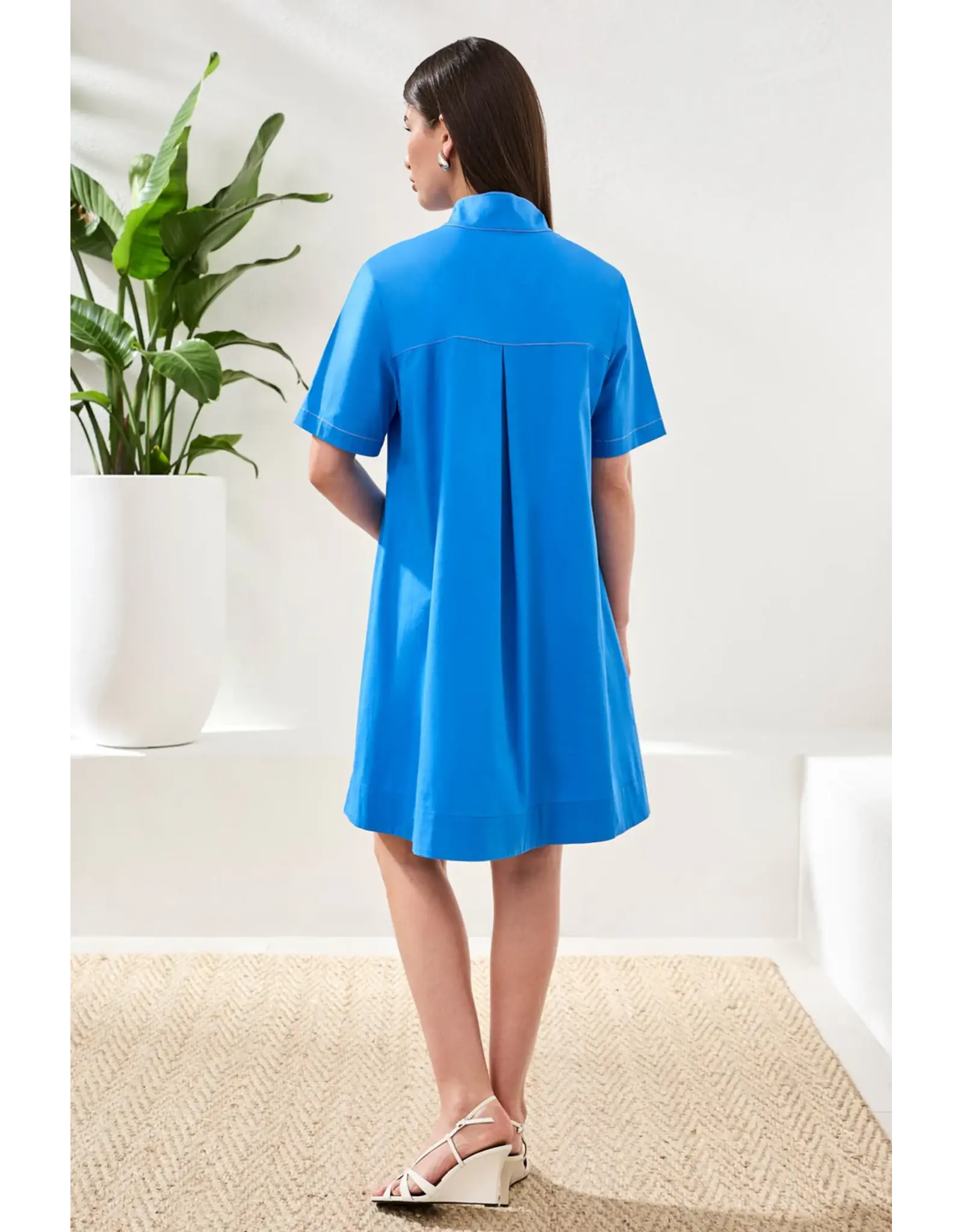 Tribal Tribal A-Line Stretch Poplin Snap Front Dress