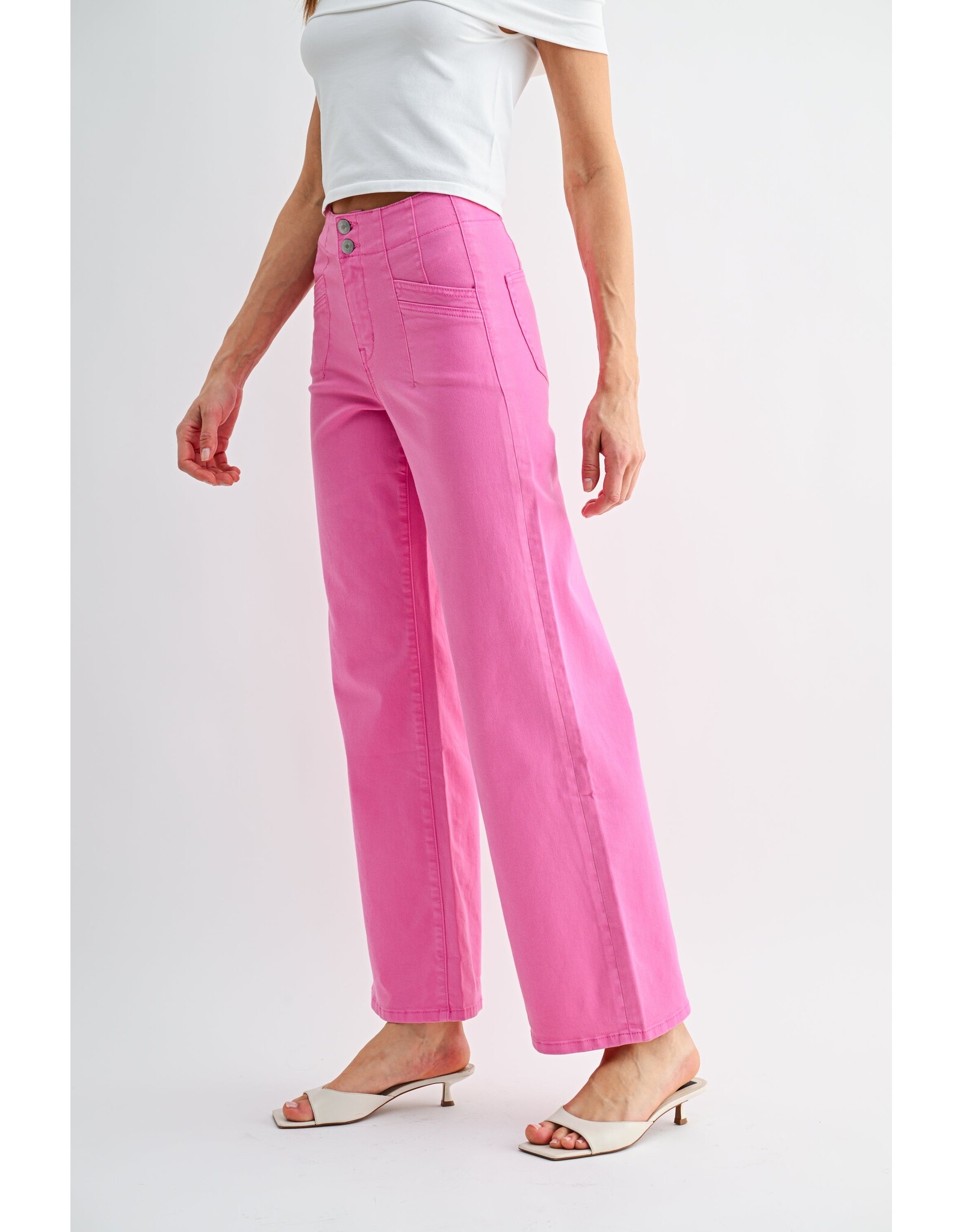 Myra Pink High Rise Wide Leg Jean