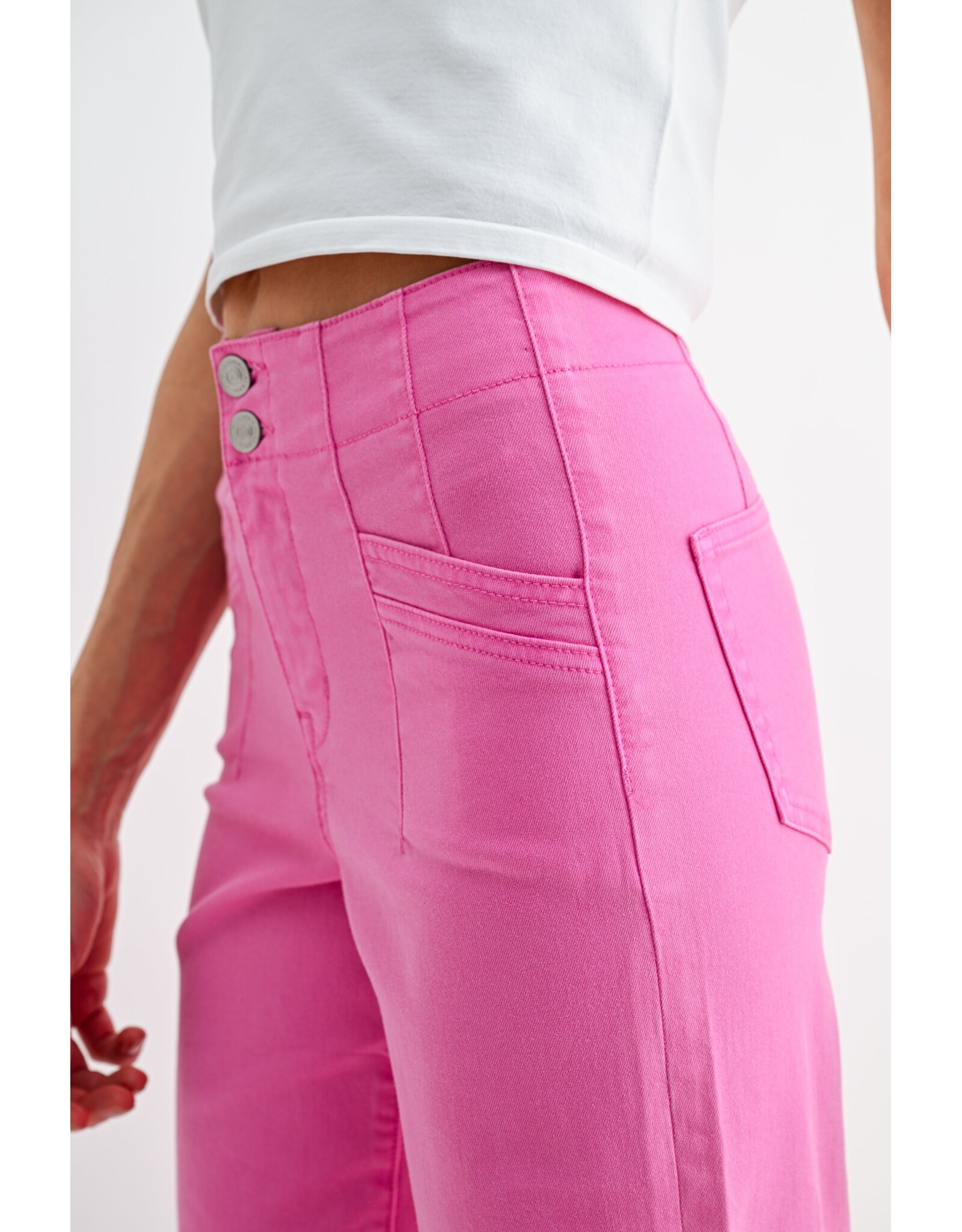 Myra Pink High Rise Wide Leg Jean