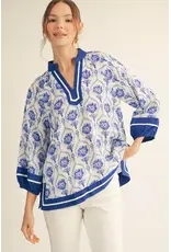 Tacey Blue Floral Blouse