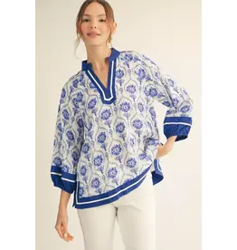 Tacey Blue Floral Blouse