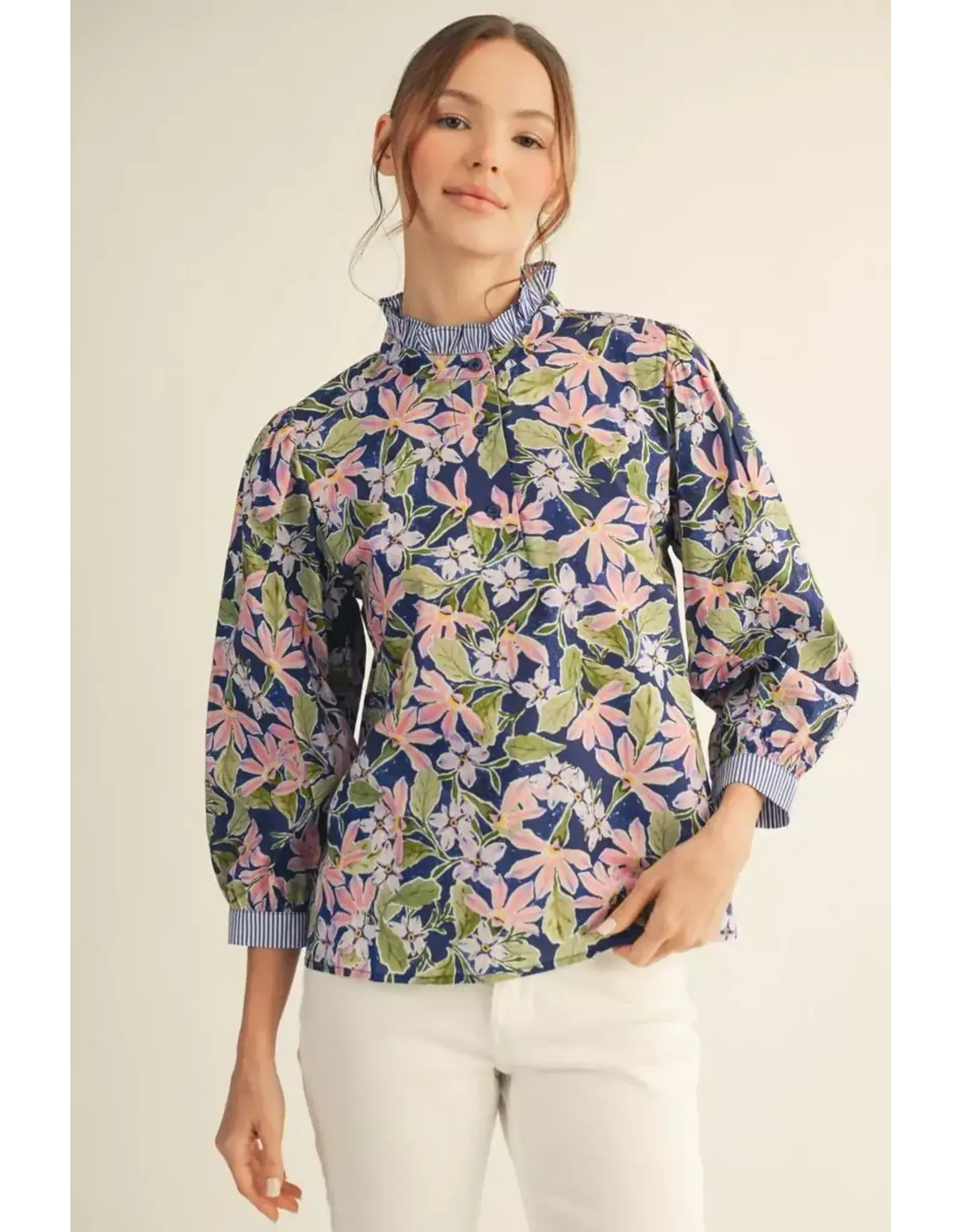 Tatum Navy Floral Top