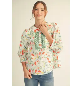 Tindra Off White Floral Top
