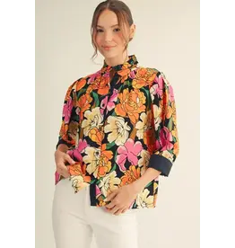 Tina Black Floral Blouse