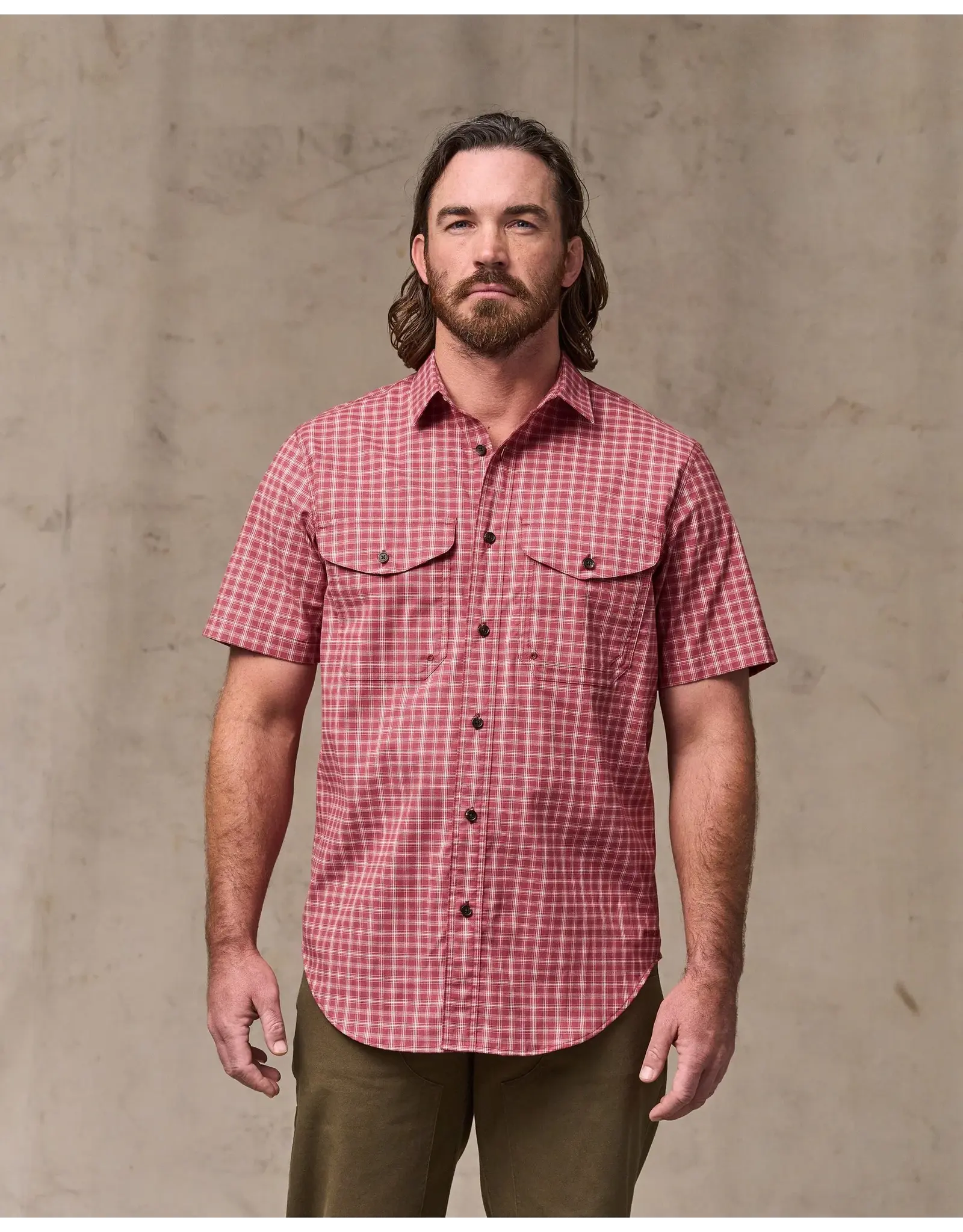 Filson Filson Twin Lakes Short Sleeve Sport Shirt Brick/Cream Plaid