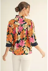 Tina Black Floral Blouse