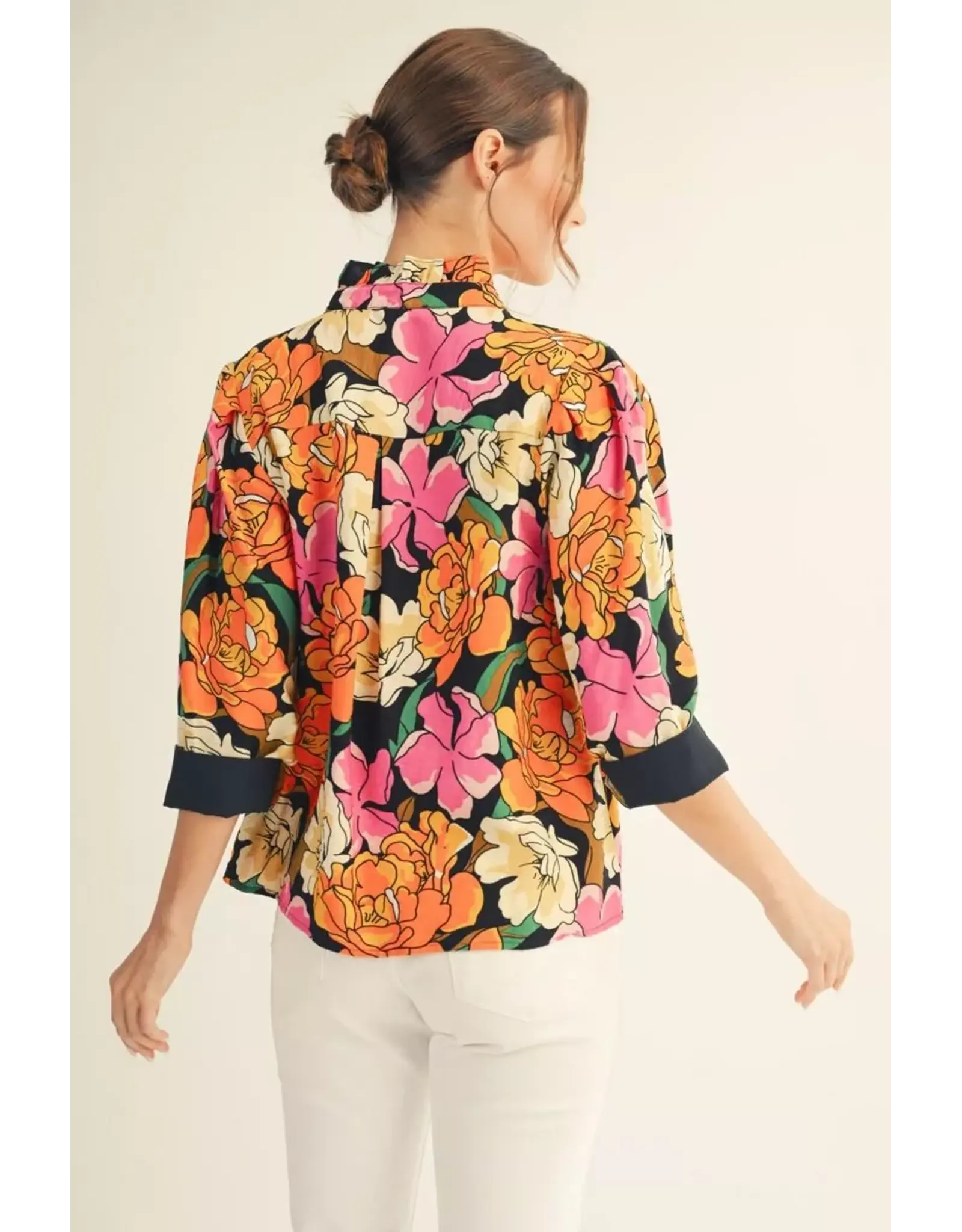 Tina Black Floral Blouse