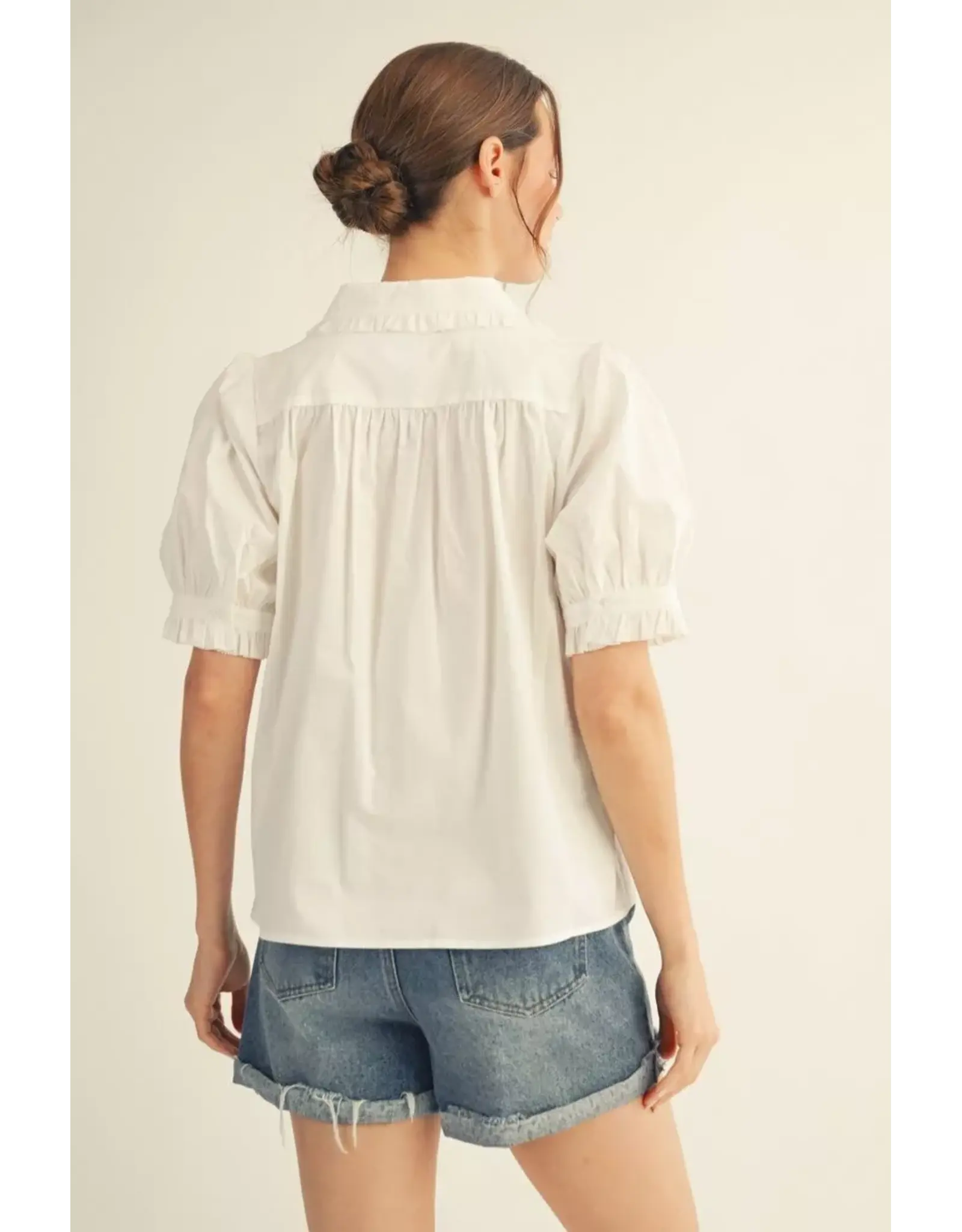 Teri White Ruffle Top