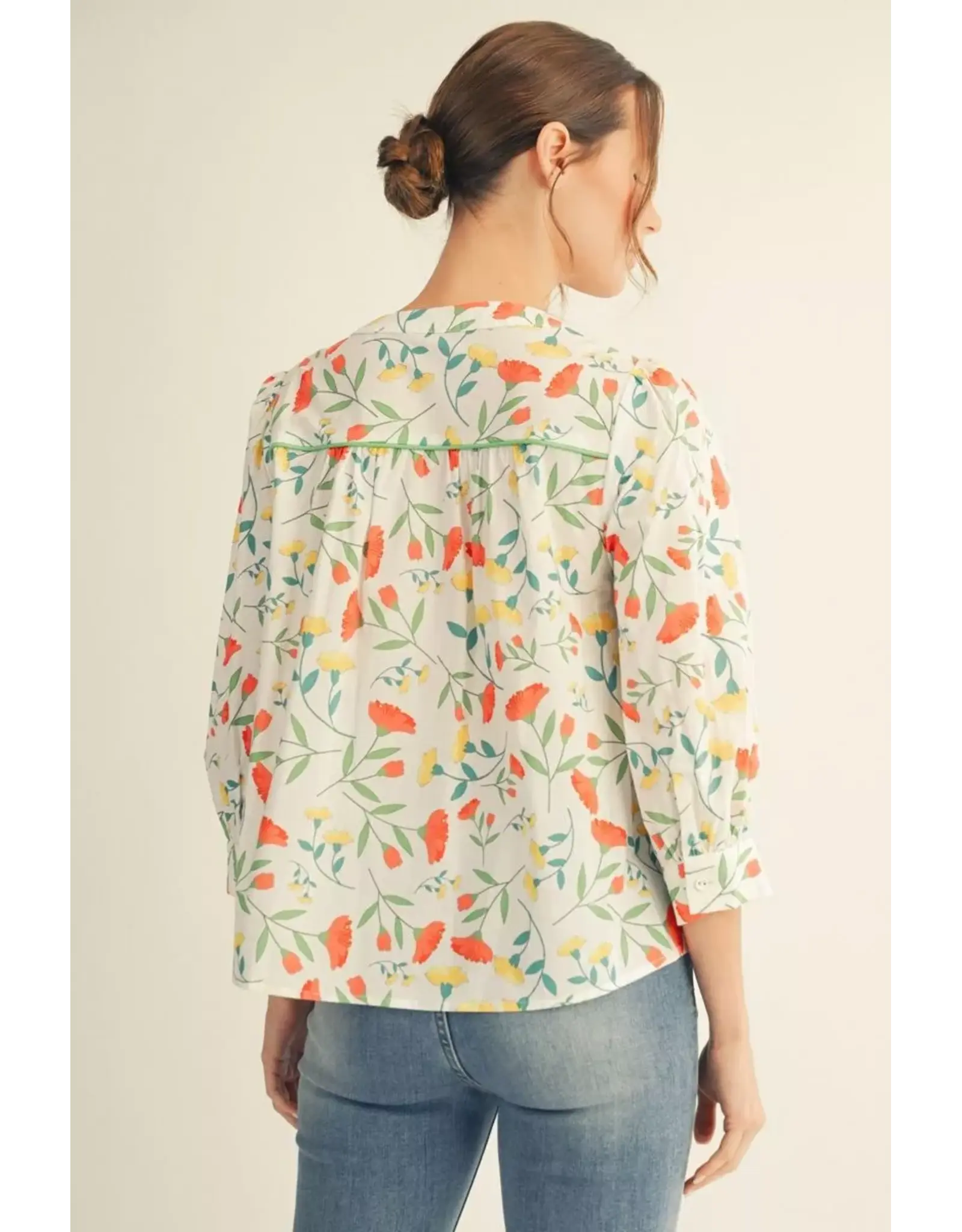 Tindra Off White Floral Top