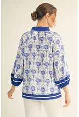 Tacey Blue Floral Blouse