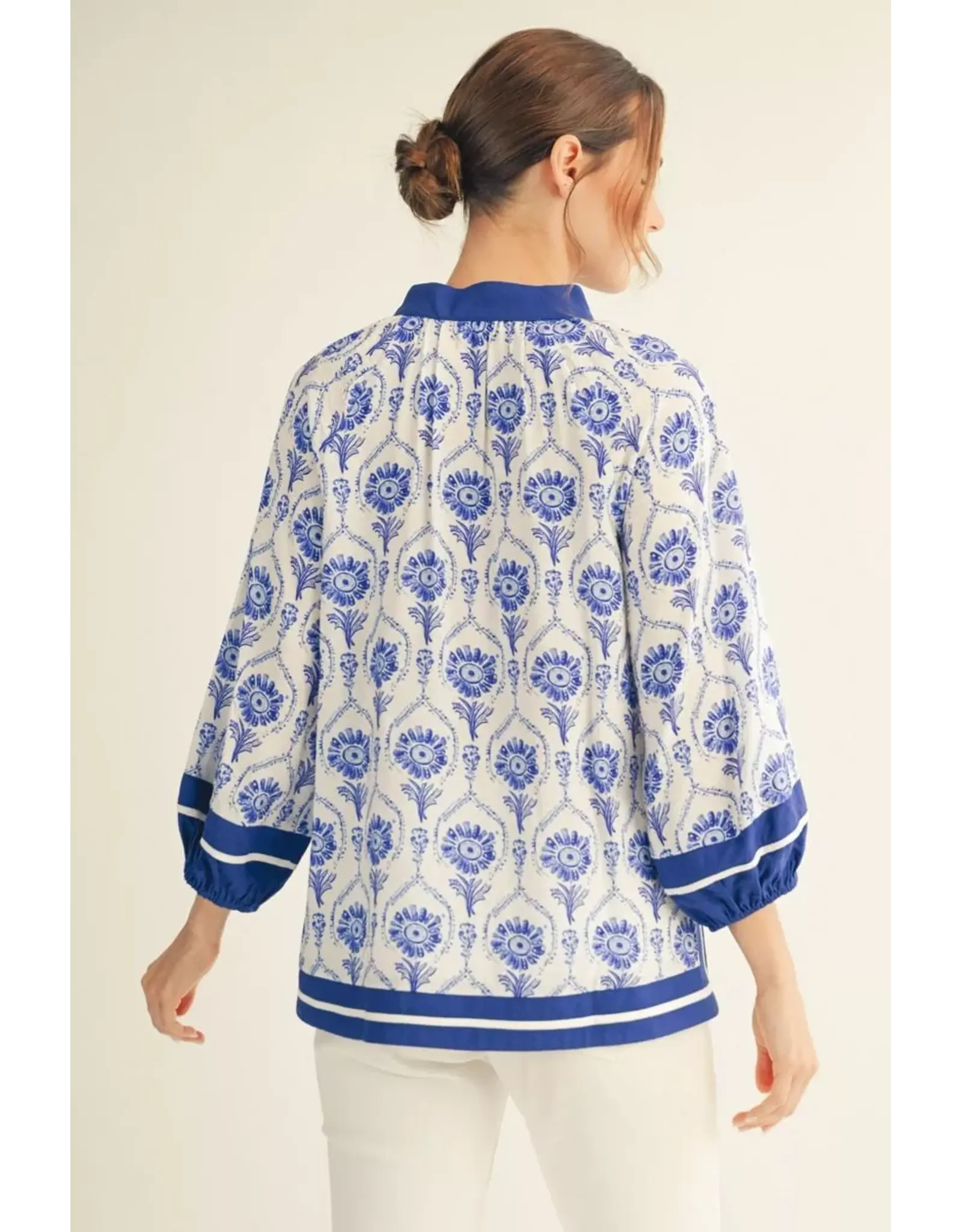 Tacey Blue Floral Blouse