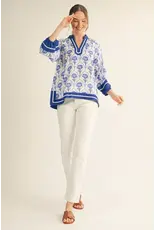 Tacey Blue Floral Blouse