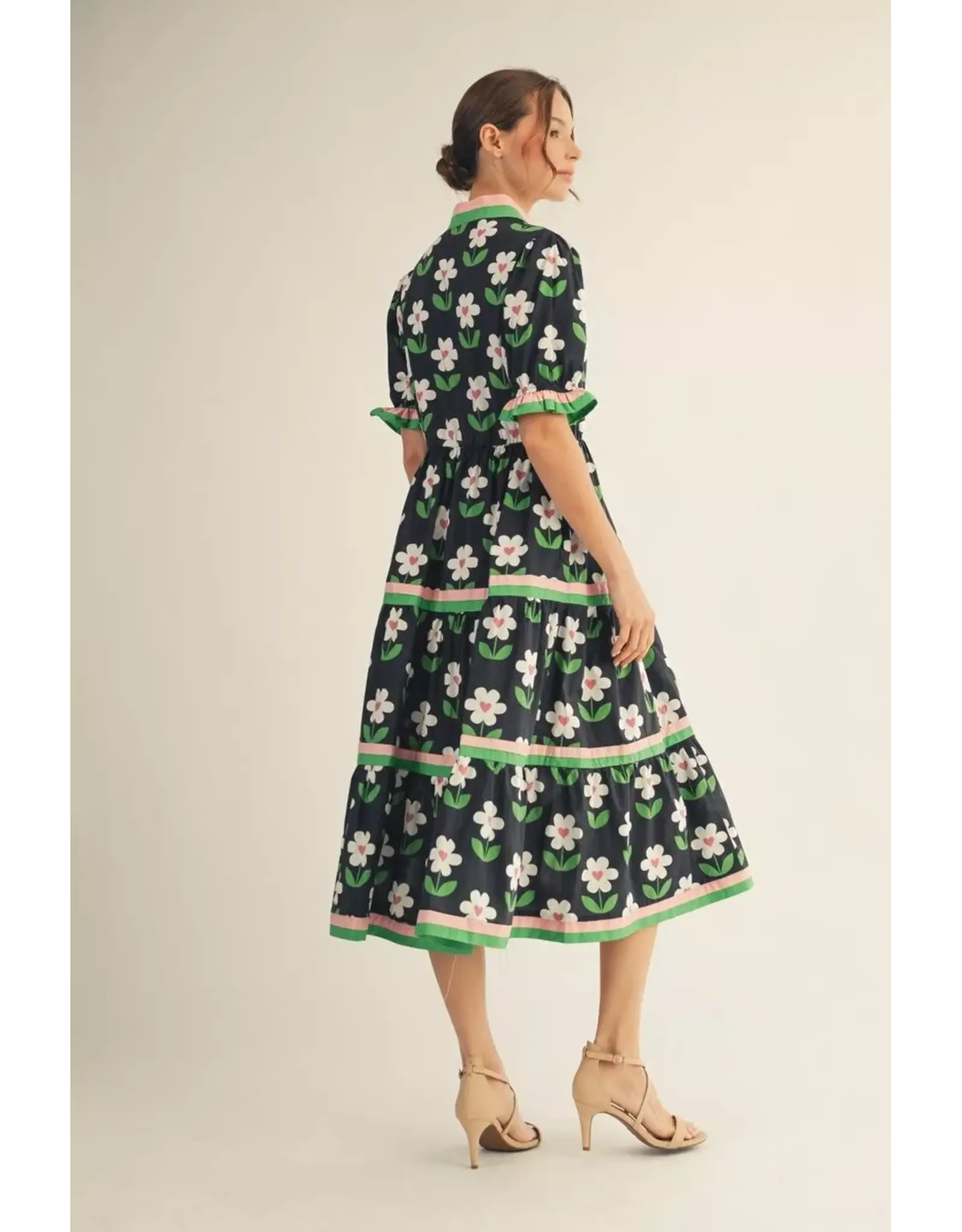 Taisa Black Flower Dress