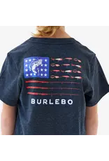 Burlebo Burlebo Youth Short Sleeve Tee - Fishing USA - Heather Navy