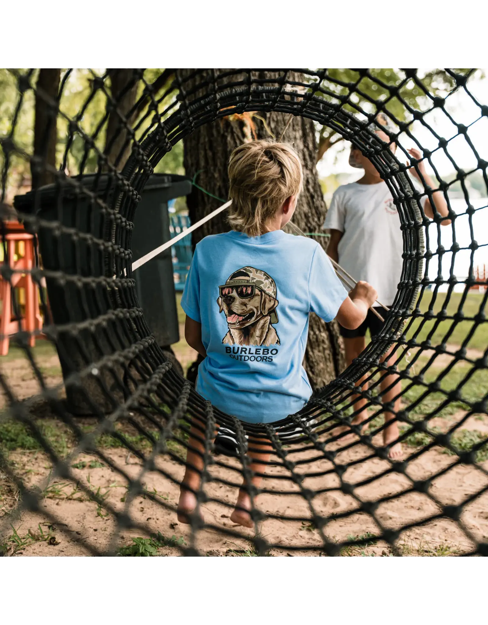 Burlebo Burlebo Youth Short Sleeve Tee - Mallard Camo Dog - Periwinkle Blue