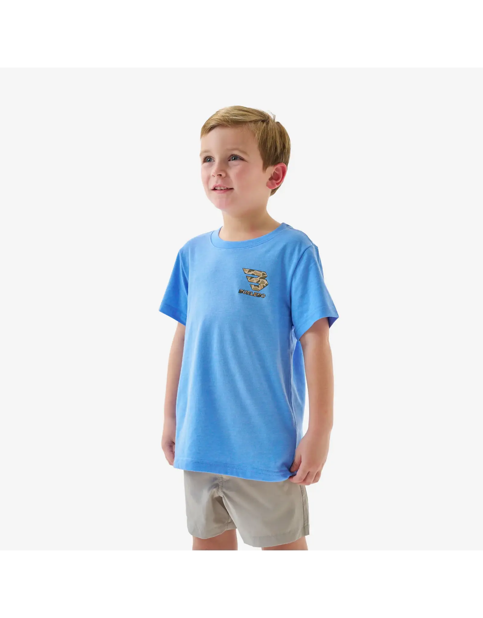 Burlebo Burlebo Youth Short Sleeve Tee - Mallard Camo Dog - Periwinkle Blue