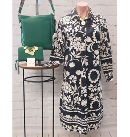 Lucy Printed Cotton Dress Black